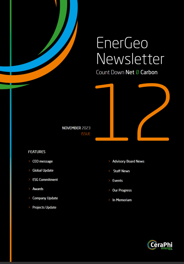 CeraPhi Energy EnerGeo Geothermal Newsletter 12 Cover Image