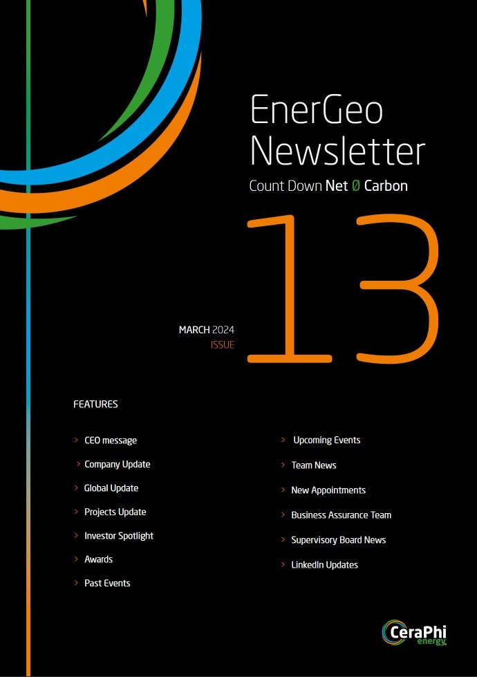 CeraPhi Energy EnerGeo Geothermal Newsletter 13 Cover Image